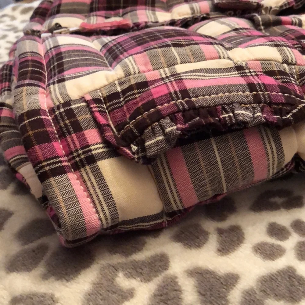 babyGap Pink Plaid Ruffle Fleece Lined Puffer Vest Toddler 4 Year